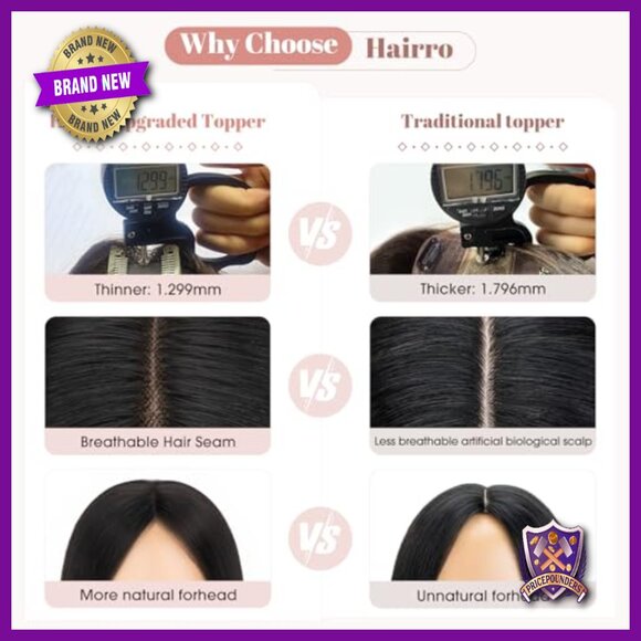 Human Hair Topper 10 Inch Silk Base 2.25x6 Inches for Thinning Hair